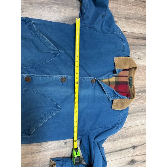J. Crew Womans M Relaxed Blue Corduroy Collar Barn Utility Jacket Plaid Flannel - Picture 8 of 13